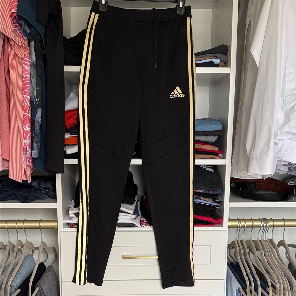 adidas Men's Black Joggers with Cream Stripes